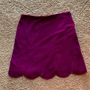 Burgundy Suede Scalloped Skirt